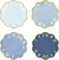 24pc Dusty Blue Scalloped Paper Plates - 7" Gradient Blue Dessert Plates with Gold Foil Edge - Premium Disposable Cake Plates for Father’s Day, Bridal Showers, Weddings & Birthdays
